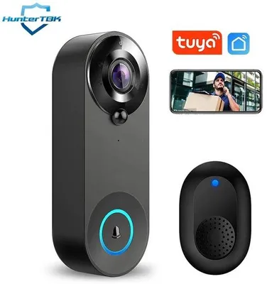 Zdjęcie produktu dla Bezprzewodowy inteligentny domofon z kamerą i interkomem, czarny, 16 cm