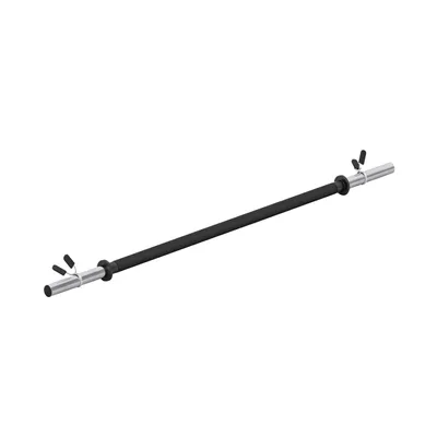 Produktbild von GORILLA SPORTS® Langhantelstange - 130 cm, mit 2 Federverschlüsse, 30mm, aus Kunststoff, Chrom in Schwarz - Aerobic Hantelstange, Langhantel Stange