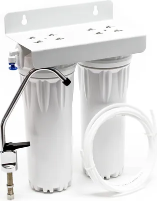 Zdjęcie produktu dla Naturewater NW-PR302 2-stopniowy podwójny filtr do wody, 5 µ, wkład PP Ø60 mm, uchwyt ścienny filtra, klucz do filtra, wąż 2,5 m, filtr osadów z blokiem węgla aktywnego