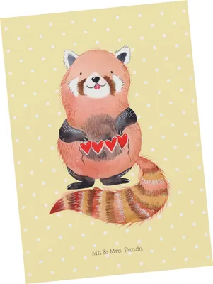 Produktbild von Mr. & Mrs. Panda Postkarte Roter Panda - Gelb Pastell - Geschenk, Fotokarte, Lieblingsmensch, bildkarte, Herz, Grußkarte, Liebling, Lustige Sprüche, Ansichtskarte, Liebe