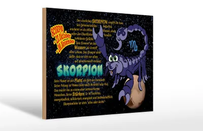 Produktbild von Holzschild Sternzeichen 30x20cm Skorpion Planet Stärke