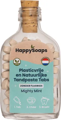 Produktbild von Happysoaps Tandpasta Tabs Zonder Fluoride (62 Tabletten)