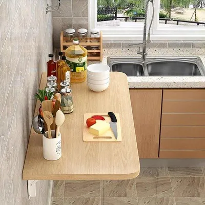 Produktbild von Holz-Wandtafel – Klapptisch, aufklappbar – Platzsparend – Tragbar, zur Wandmontage – 60 x 30 cm – Walnussfarbe