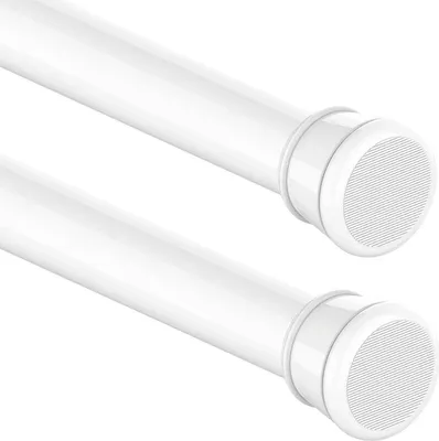 Produktbild von Set mit 2 teleskopierbaren Duschstangen, kein Bohren erforderlich, für Schränke, Heimwerkerprojekte, Badezimmer, 50-80 cm, weiß (25 mm Durchmesser)