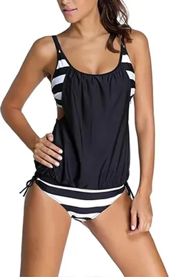 Produktbild von Damen bauchweg Bademode Set zweiteilig Push up mit Einstellbarer Bikinislip Tankini Top Soft Cups 3XL