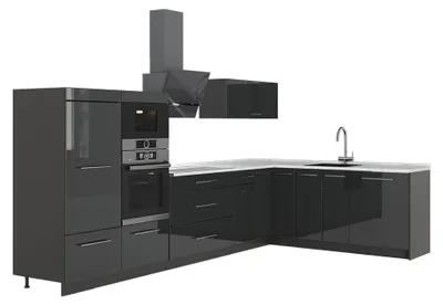 Obrázok produktu pre Rohová kuchyňa Vicco Fame-Line Antracit vysoký lesk/antracitová 347 x 207 cm, AP Marble, Model 63559
