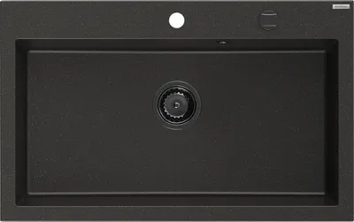 Immagine prodotto di Mexen Elix lavello da cucina in granito 1-vasca 800 x 500 mm, nero/oro metallizzato, sifone nero - 6527801005-75-B