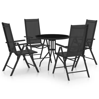 Image de Ensemble salon de jardin "Preetz" avec 4 chaises en aluminium avec verre en noir. Dimensions (L/H) 80x72 cm