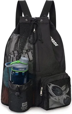 Produktbild von INF Badetasche, Netz-Rucksack mit Kordelzug und Tasche Schwarz