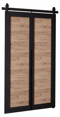 Produktbild von KierMoebel Schiebetür Komplettset QUDIO M2 Schwarz + Craft 96x205x3,2 cm Wohnzimmer Schiebetür