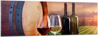 Produktbild von Bilder auf glas - Wein Weinberg Sommer - 160x50cm - Glasbilder - Wandbilder - Kunstdruck - zum Aufhängen bereit - Wanddekoration aus Glas - Glas Bilder - Wandbild auf Glas - Einteilig - GAB160x50-4125