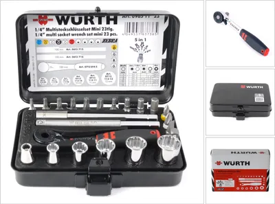 Produktbild von Würth 09651123 Zebra 1/4 Zoll Multisteckschlüssel+Set Steckschlüssel MINI 23 Teile NEU...