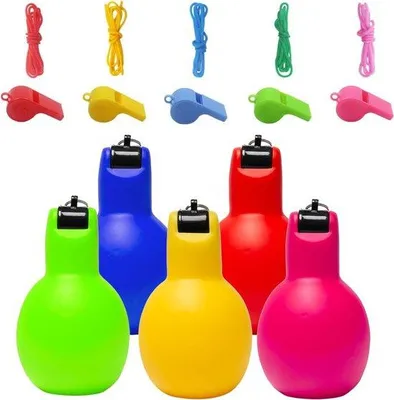 Productafbeelding van 5 handfluitjes en 5 trainingsfluitjes - voetbalfluit, handfluit, sportieve noodfluit voor buiten