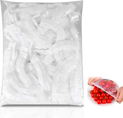 Produktbild von 100 Stück schrumpfbare Frischhaltebeutel, Lebensmittelabdeckungen aus dehnbarem Kunststoff zur Obstkonservierung und Lebensmittelaufbewahrung (weiß)