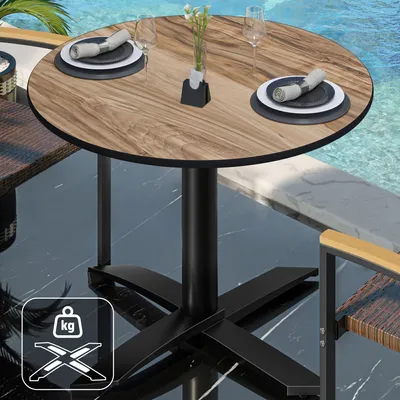 Produktbild von CPTG | Bistro Tisch | Ø:H 70 x 76 cm | Sheesham / Aluminium Schwarz | Zusatzgewicht | Bistrotisch Gastro Tisch