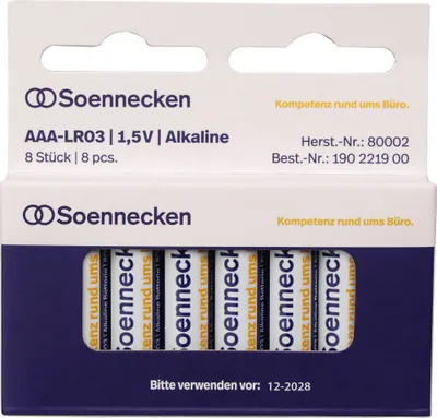 Productafbeelding van Soennecken Batterie 80002 Micro AAA LR03 15 V 8 St./Pack