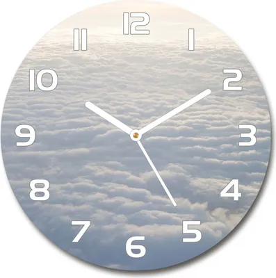 Produktbild von Wanduhr aus Glas 30fi Glasbild Glasuhr Gehärtetes Glas - weisse-zeiger - Flight over the clouds