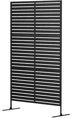 Produktbild von Outdoor-Raumtrenner aus Metall, Lamellendesign, Dekorativer Raumteiler für Terrasse, Garten, Balkon, Schwarz