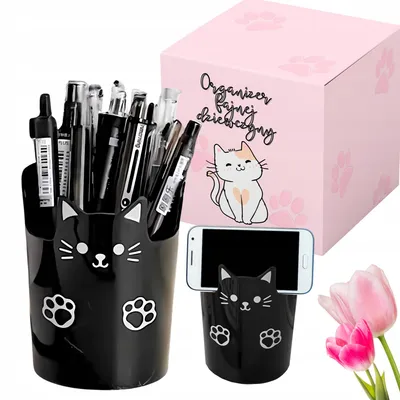 Produktbild von Stiftehalter Katze - Handyhalterung - Schreibtisch-Organizer - Geschenk Mädchen