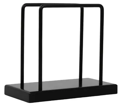 Image de Porte-serviettes rétro en bois et en métal - Élégant support pour serviettes pour table