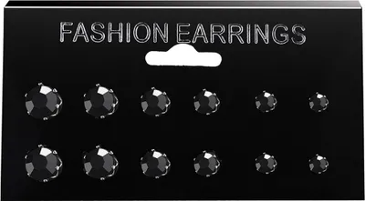 Produktbild von 12/6 Paar klassische Rosenform-Kubikzirkonia-Ohrstecker-Set für Damen-Schwarz,6pcs