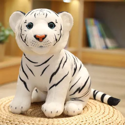 Produktbild von Baby Tiger Leopard Kuscheltier - 22 cm Plüschtier weiß Stofftier