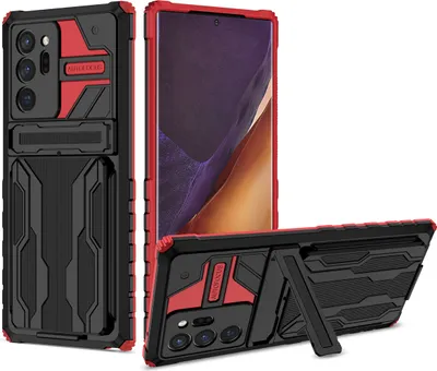 Image de Galaxy Note 20 Ultra Case, étui de protection hybride et robuste avec porte-cartes et support pour Samsung Galaxy Note 20 Ultra rouge