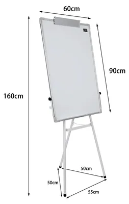 Obrázek produktu pro Magnetická tabule – stojací tabule – výškově nastavitelná – mobilní a lehká – 60x90 cm – bílá