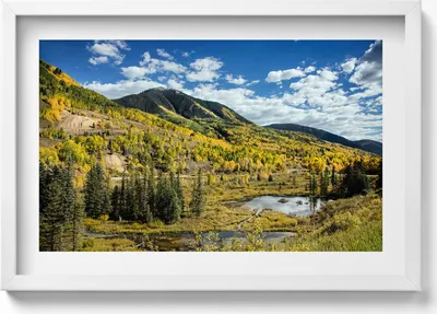 Produktbild von Landschaft Bergvegetation– Wandbild mit Rahmen – Gerahmtes Bild  – Wanddekoration – 60x40 cm –  Schwarz Rahmen