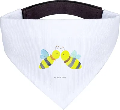 Produktbild von Mr. & Mrs. Panda Halstuch Hund Biene Liebe - Weiß - Geschenk, Hundehalstuch, Tuch, Hunde, Für