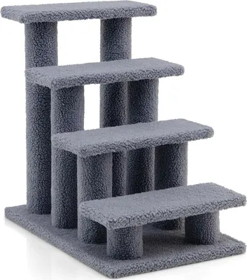 Produktbild von GOPLUS Tiertreppe Beige, Haustiertreppe Katzentreppe Hundetreppe Kletterbaum Katzenkratzbaum Spielbaum, Treppe für Katze, Grau