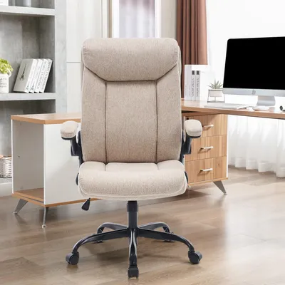Image de Chaise de bureau - Chaise de travail - Fauteuil gamer - Fauteuil pivotant - Chaise de bureau - Tissu beige - Hauteur réglable