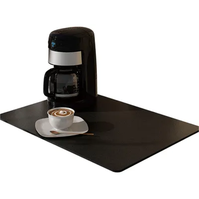 Produktbild von Kaffeemaschine Abtropfmatte, Abtropfmatte Geschirr, Saugstarke Trockenmatte für Küche, Schwarz, 40x30cm