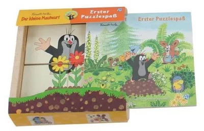 Produktbild von Erster Puzzlespaß aus Holz "Der kleine Maulwurf". 4 Motive mit je 4 Teilen