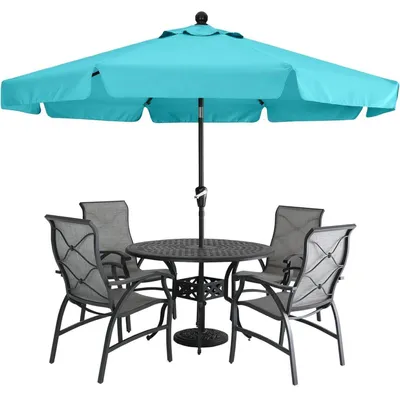 Produktbild von Sonnenschirm 270 cm neigungsverstellbar mit Volant und Kurbel, Türkis