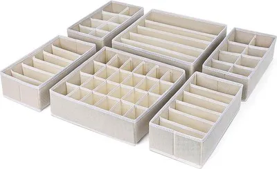 Obrázek produktu pro Famanu Ladeorganizer, skládací – organizér na spodní prádlo, látková krabička na oblečení, šály, podprsenky, ponožky, kravaty, světle šedá barva