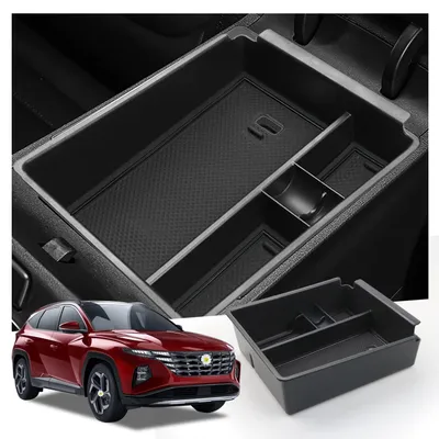 Image de Boîte de rangement pour console centrale, compatible avec Hyundai Tucson NX4, modèle automatique, de 2021 à 2024, couleur noire