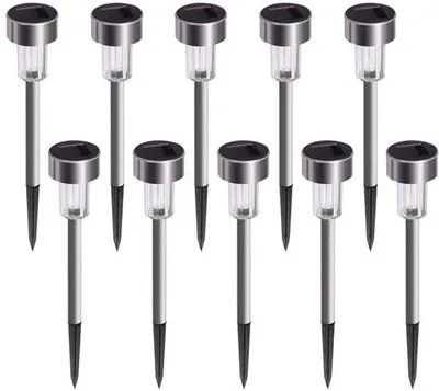 Image de Lot de 10 lampes LED solaires d'extérieur en acier pour le jardin