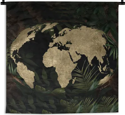 Produktbild von MuchoWow® Wandteppich Wandbehang Weltkarte - Vintage - Globus 150x150 cm Tapisserie Dekoration Wandtuch - Wohnaccessoires - Modernes