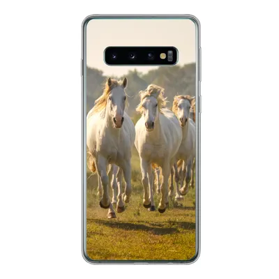 Produktbild von MuchoWow® Handyhülle Schutzhülle Hülle für Samsung Galaxy S10 Galoppierende weiße Pferde Silikon Softcase Handy Hülle - Handytasche
