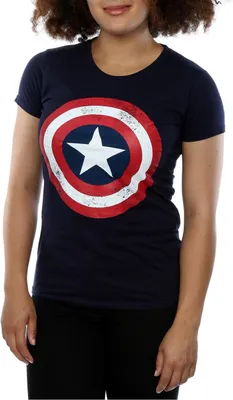 Image de Captain America - T-shirt pour femme BI366 (M) (Bleu marine/rouge/blanc)
