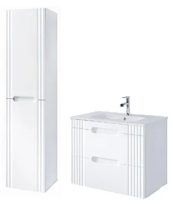 Image de Meuble vasque à encastrer 80 cm + colonne murale Oceanie White