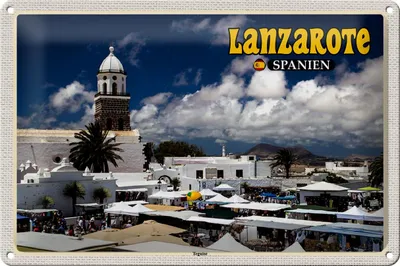 Produktbild von Blechschild Reise 30x20cm Lanzarote Spanien Teguise Stadt Kirche