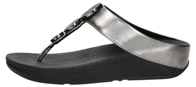 Image de FitFlop Halo Bead Circle Metallic Toe-Post Teenslippers - Zwart - Maat 41