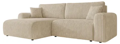 Produktbild von MIRJAN24 Ecksofa Floryn L Cord Bis, Polsterecke, L-Form Schlafsofa, Eckcouch mit Bettkasten (Farbe: Ambience 03)