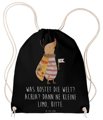 Produktbild von Mr. & Mrs. Panda Turnbeutel Nachtfalter Fähnchen - Schwarz - Geschenk, Spruch Witzig, Süß, wander rucksack, Lustig, Säckchen, sporttasche klein, Lustige Sprüche, Beutel