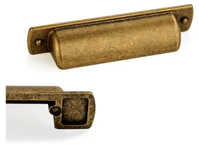 Produktbild von 10 Messingbecher, 76 mm Abstand, Schubladengriffe im Vintage-Stil