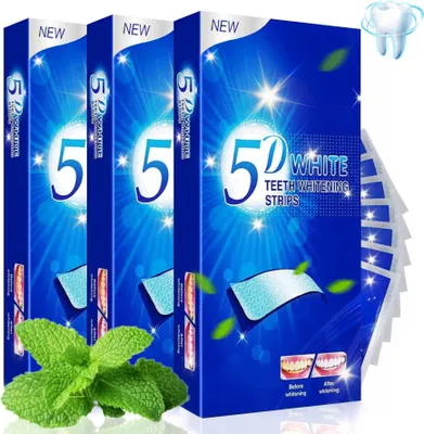 Produktbild von Zahnweiß Zahnaufhellung Streifen Strip Whitestrips Weiße Zähne Bleaching 5D, 3x 14 Paar