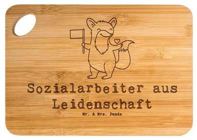Produktbild von Mr. & Mrs. Panda Schneidebrett Sozialarbeiter Leidenschaft - Transparent - Geschenk, Frühstücksbrettchen, Frühstücksbrett, Holzbrettchen, Hackbrett, Brett