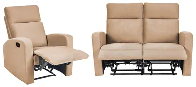 Produktbild von BELIANI Sofa Set Hellbraun Samt Manuell Verstellbar mit Fußablage Relaxfunktion Modern Inustriell Sitzgruppe 2-teilig Wohnzimmer Büro Arbeitszimmer